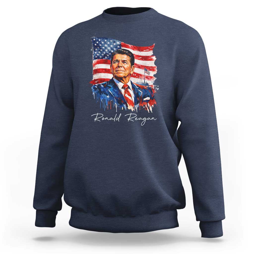 Ronald Regan Patriotic American Flag President Sweatshirt
