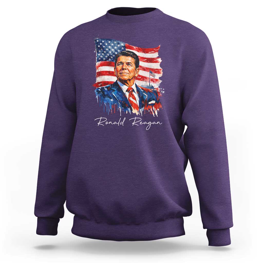 Ronald Regan Patriotic American Flag President Sweatshirt