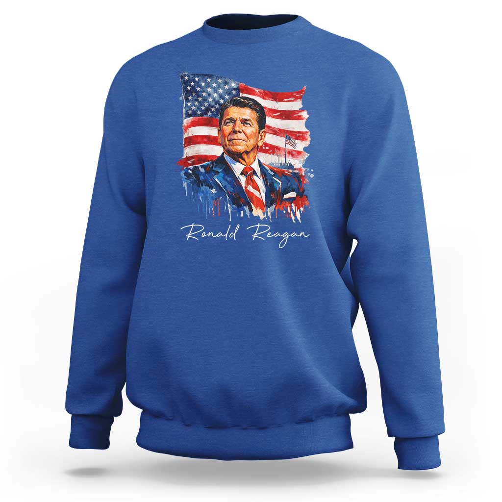 Ronald Regan Patriotic American Flag President Sweatshirt