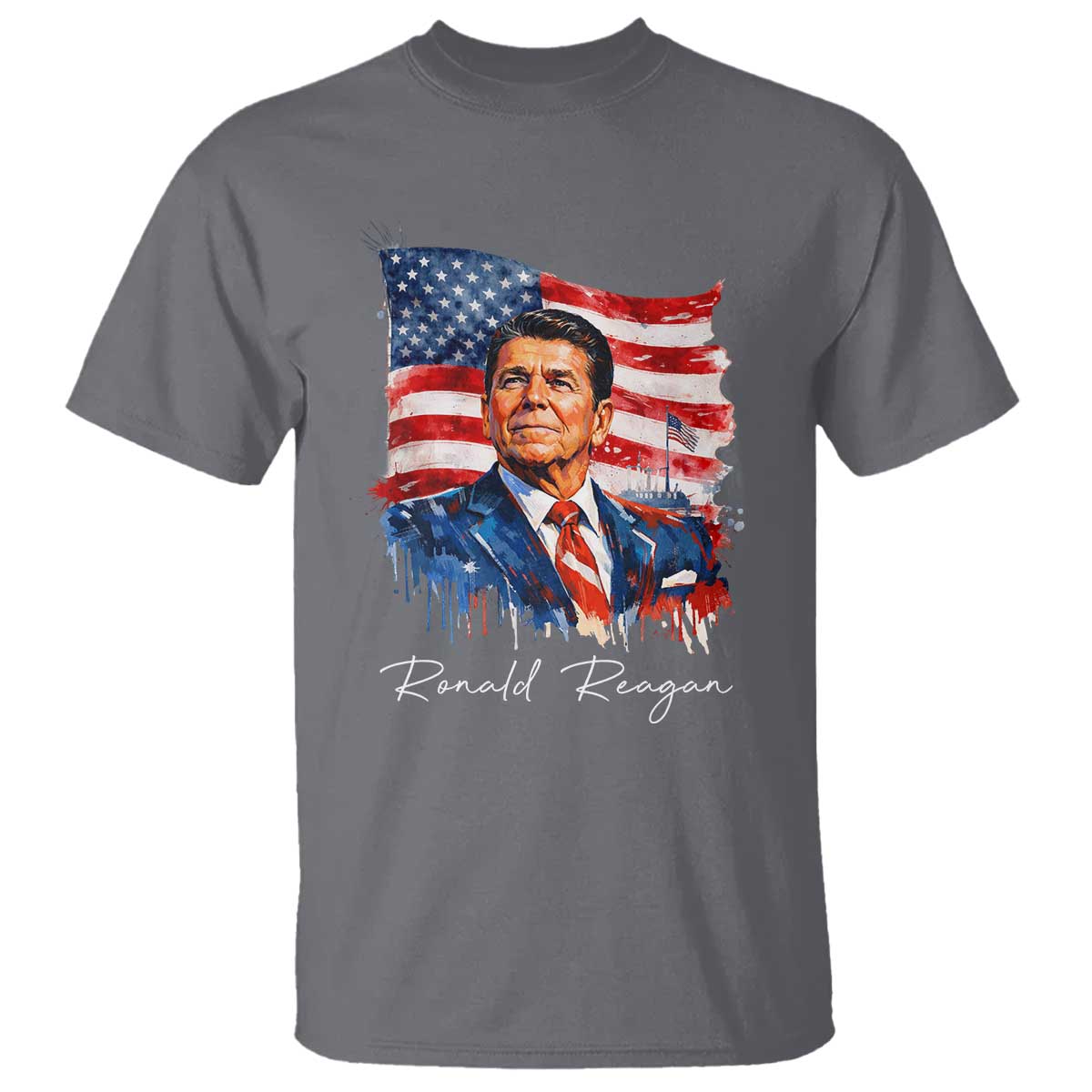 Ronald Regan Patriotic American Flag President T Shirt
