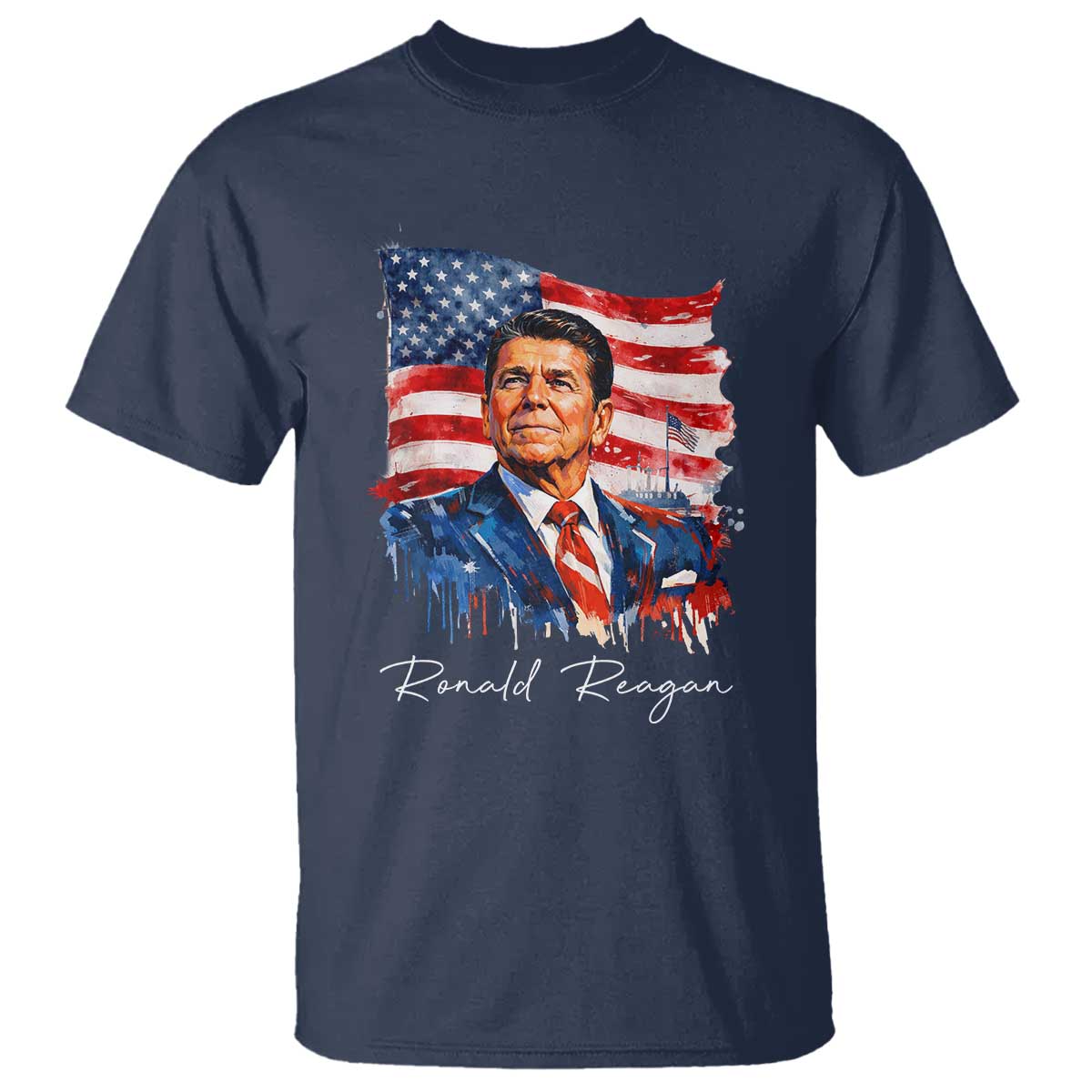 Ronald Regan Patriotic American Flag President T Shirt