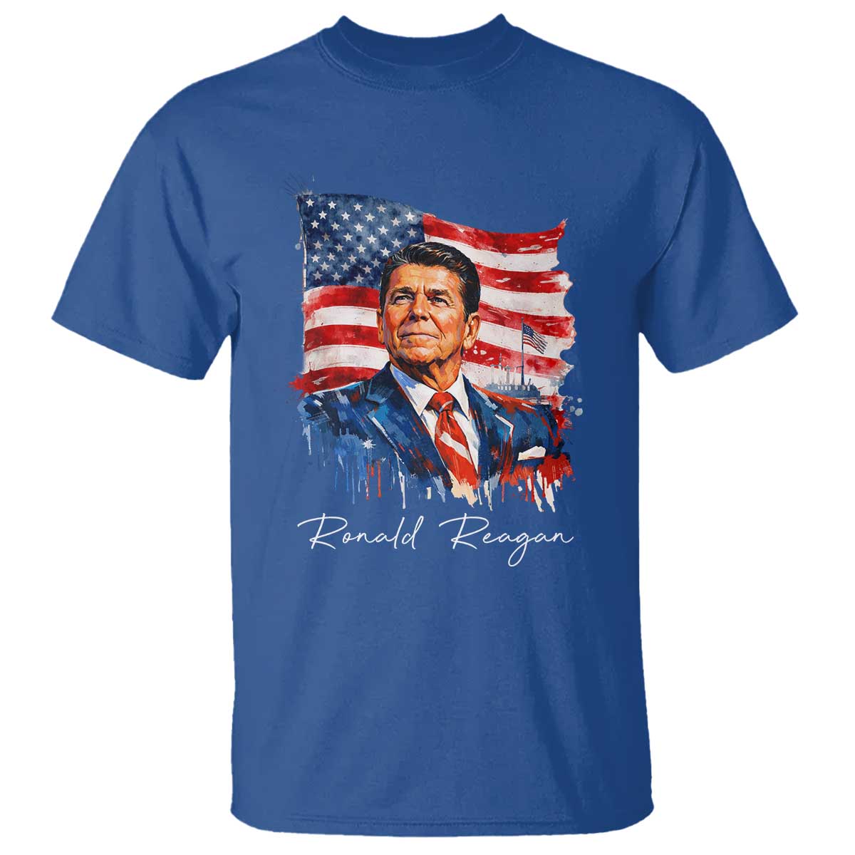 Ronald Regan Patriotic American Flag President T Shirt