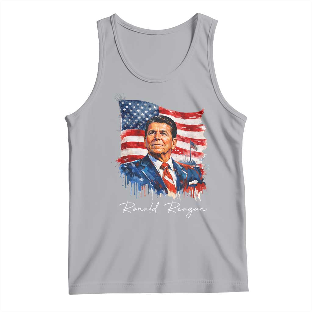 Ronald Regan Patriotic American Flag President Tank Top