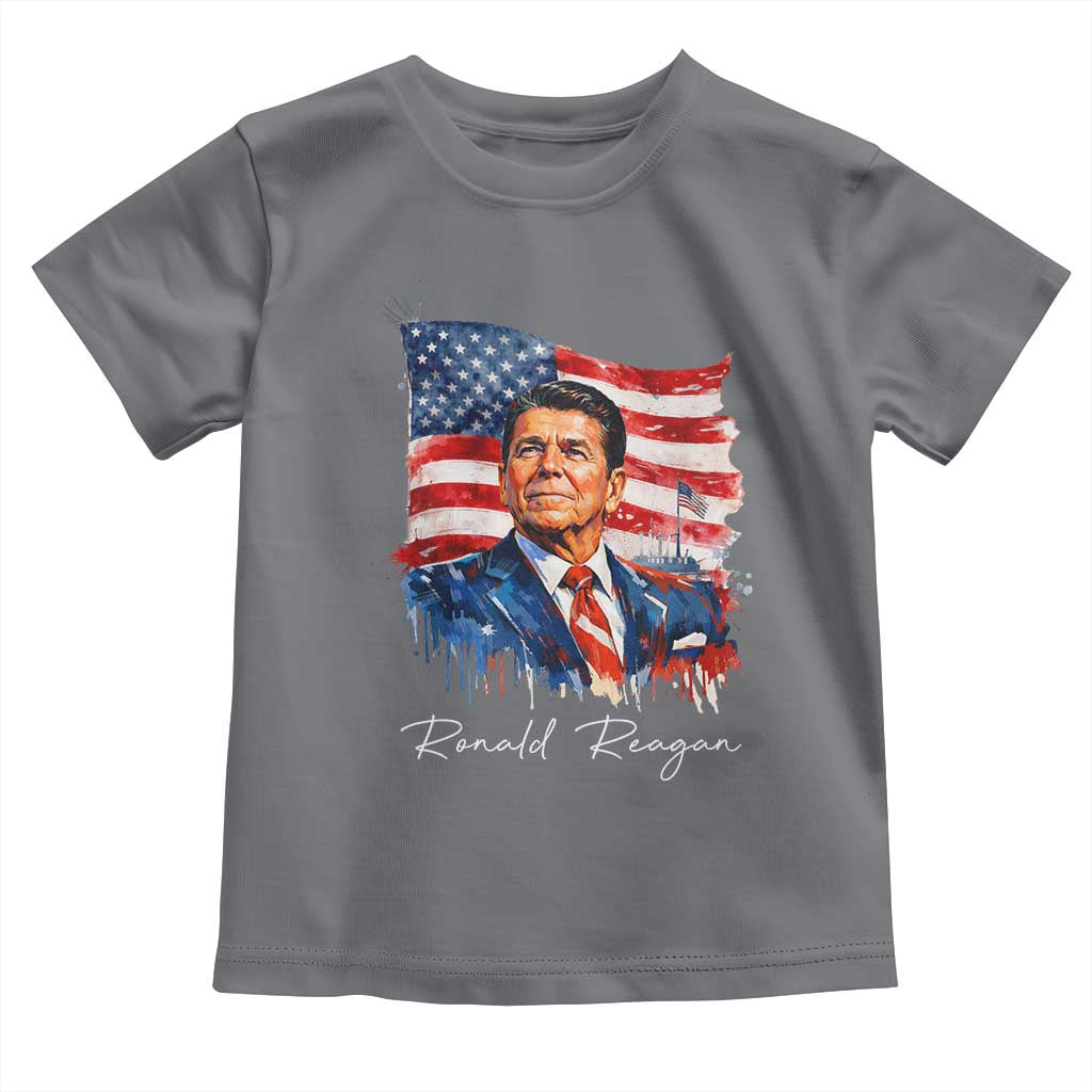 Ronald Regan Patriotic American Flag President Toddler T Shirt