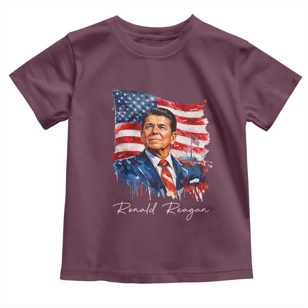 Ronald Regan Patriotic American Flag President Toddler T Shirt