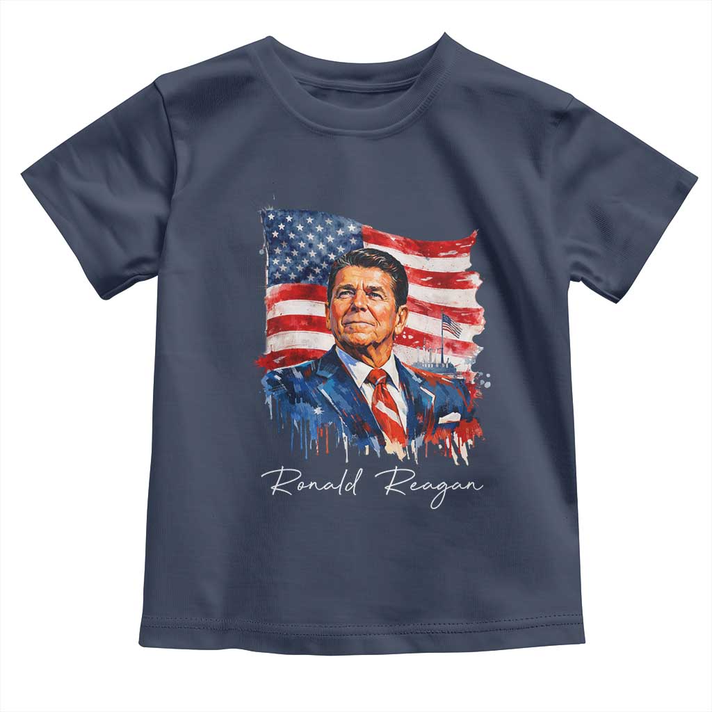 Ronald Regan Patriotic American Flag President Toddler T Shirt