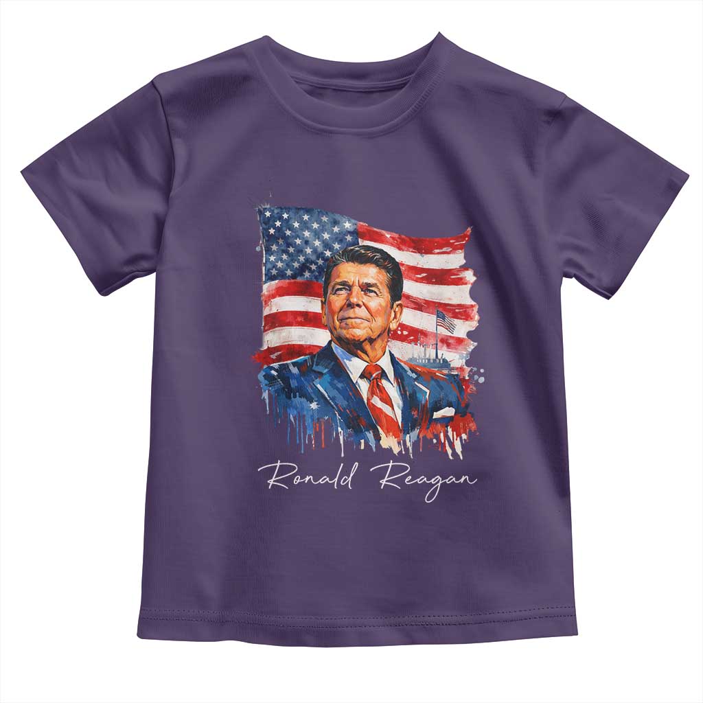 Ronald Regan Patriotic American Flag President Toddler T Shirt