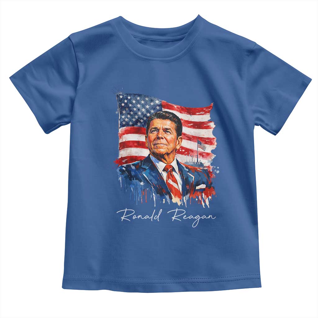 Ronald Regan Patriotic American Flag President Toddler T Shirt