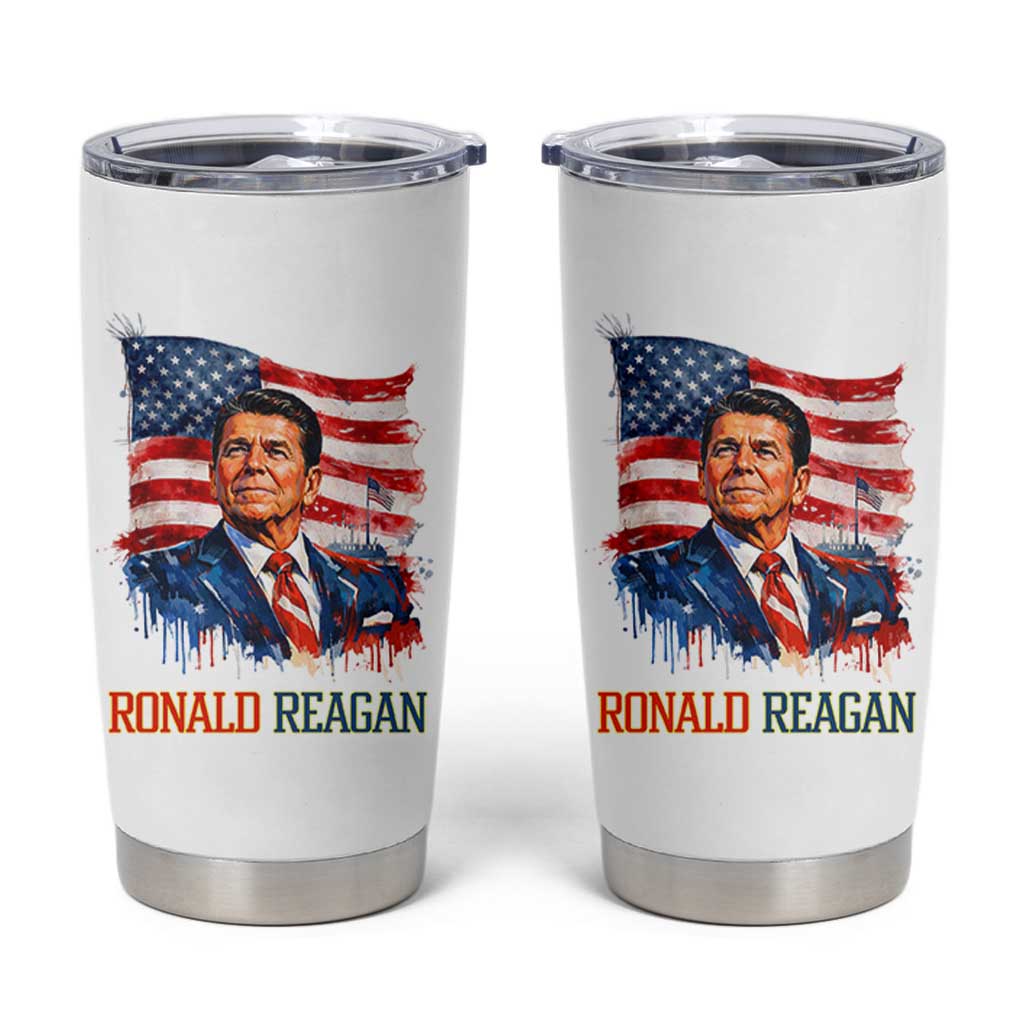 Ronald Regan Patriotic American Flag President Tumbler Cup
