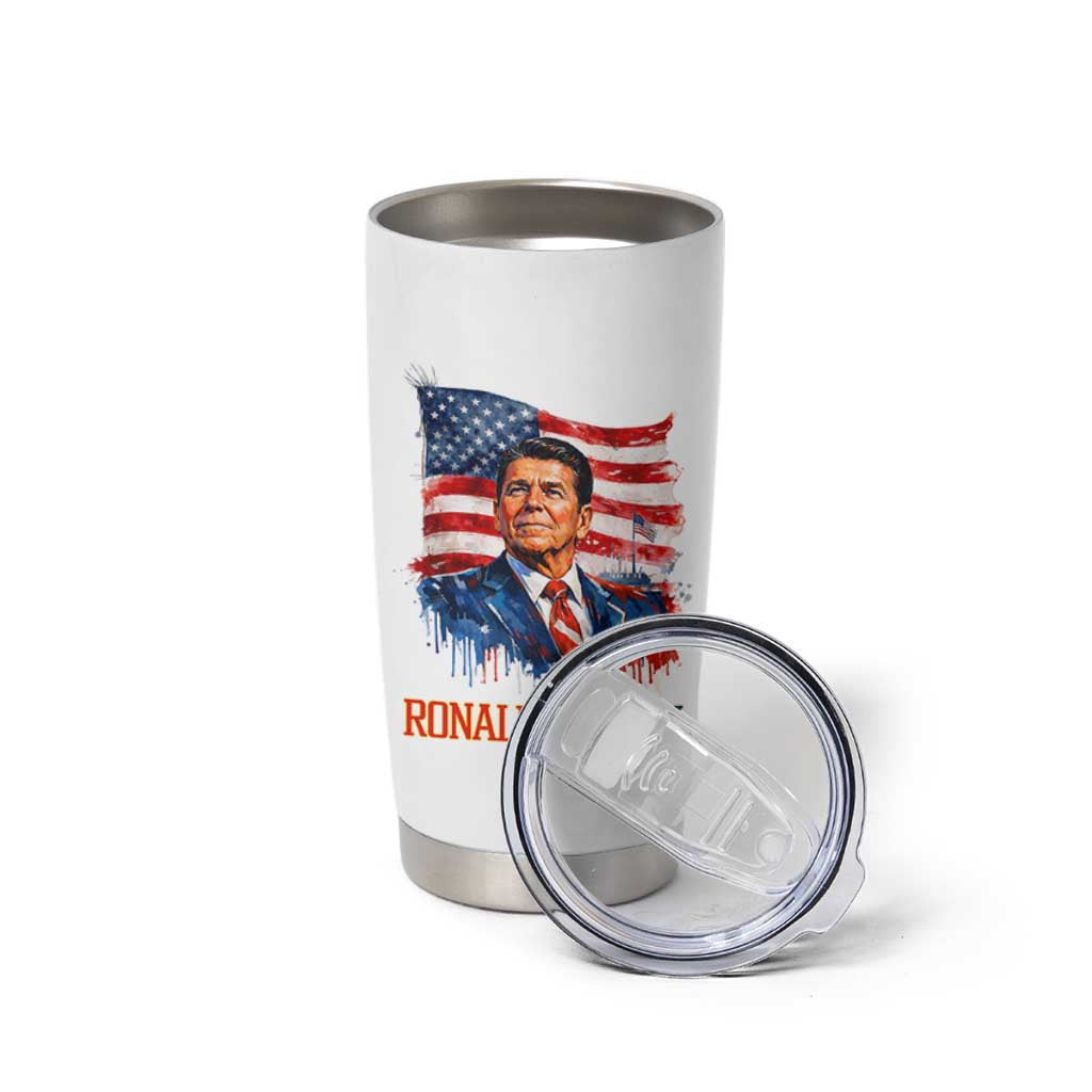 Ronald Regan Patriotic American Flag President Tumbler Cup