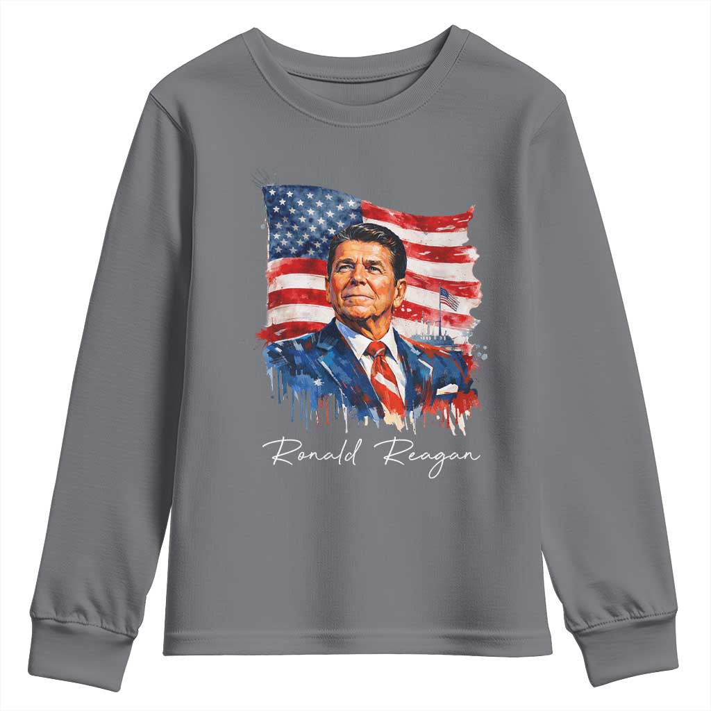 Ronald Regan Patriotic American Flag President Youth Sweatshirt