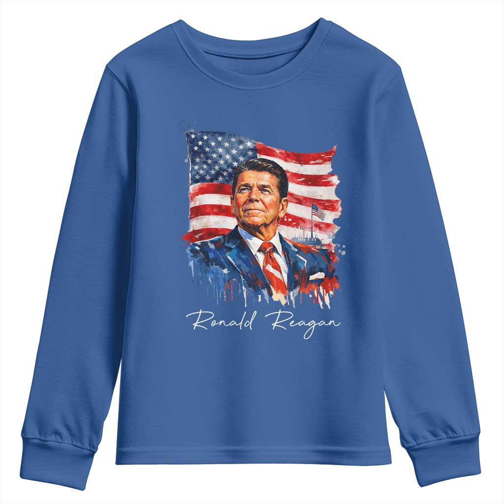 Ronald Regan Patriotic American Flag President Youth Sweatshirt