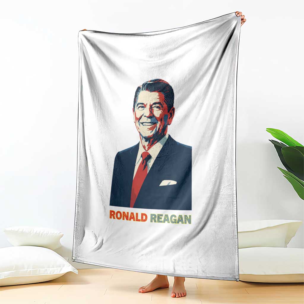 Ronald Regan Throw Blanket American Flag US President