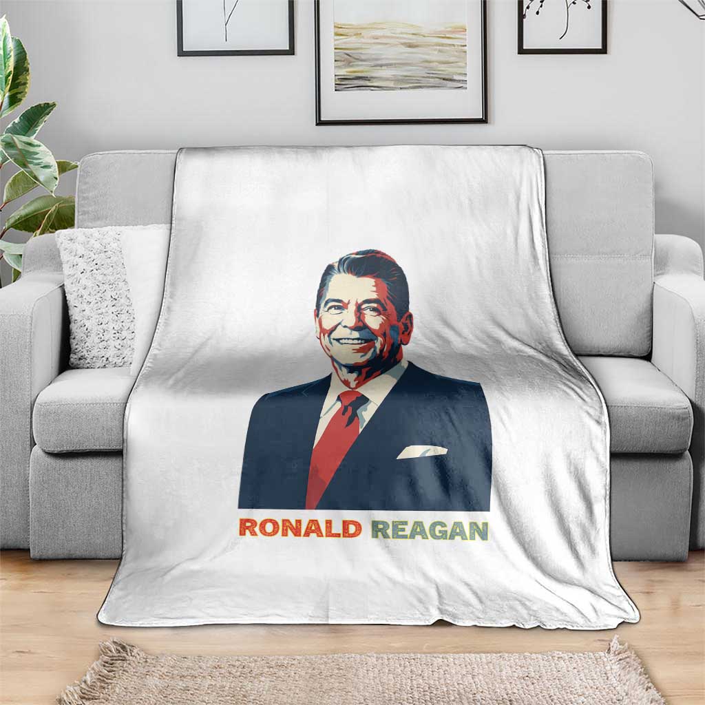 Ronald Regan Throw Blanket American Flag US President