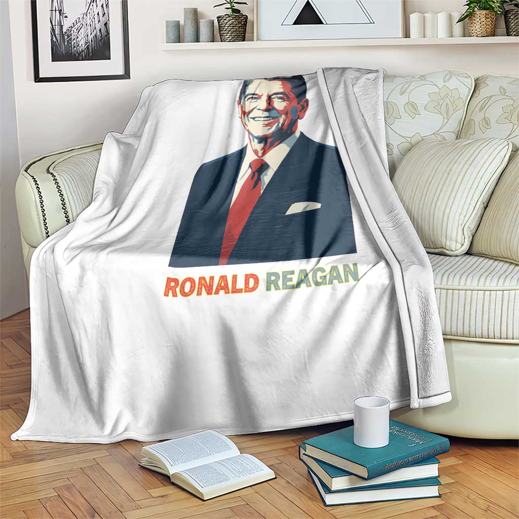Ronald Regan Throw Blanket American Flag US President