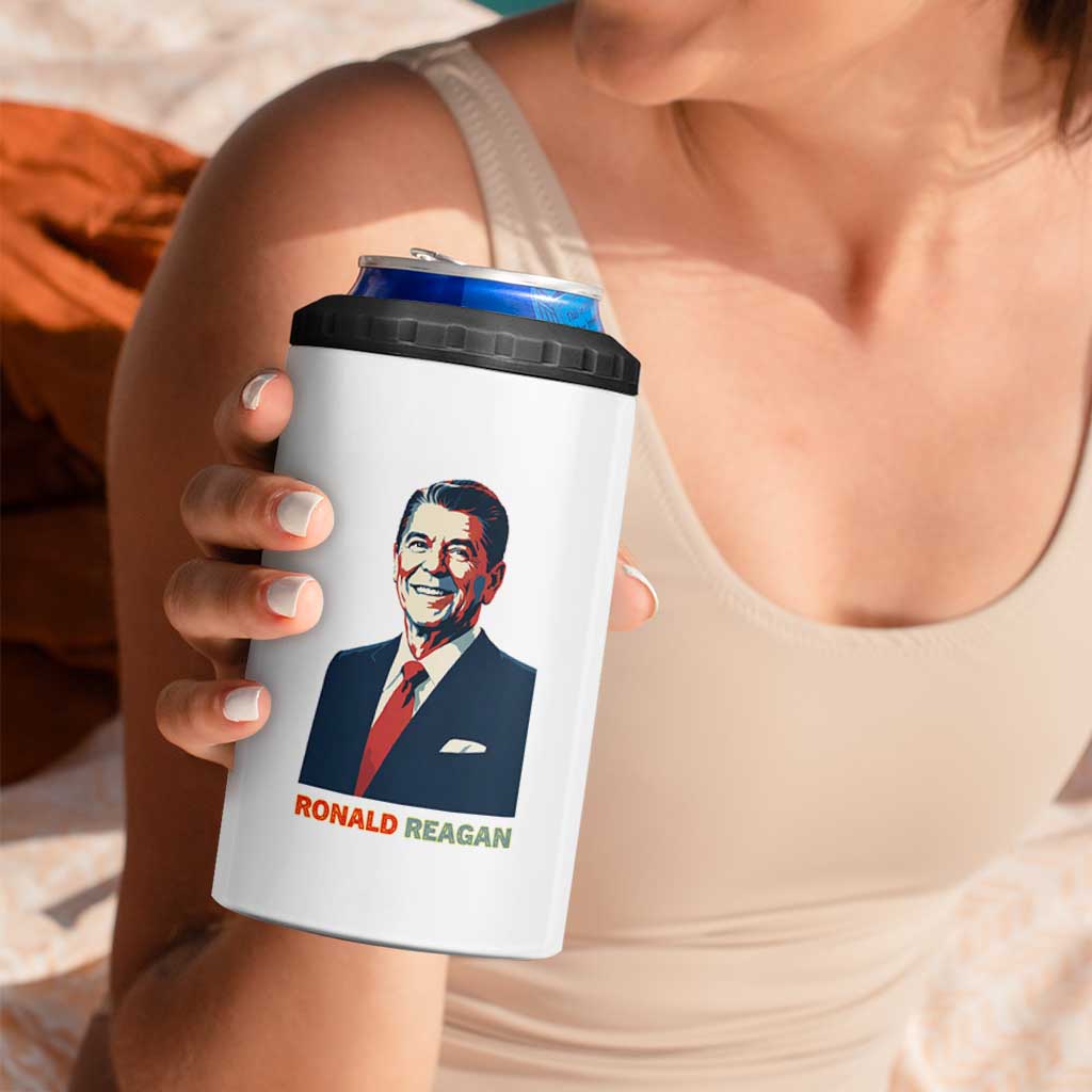 Ronald Regan 4 in 1 Can Cooler Tumbler American Flag US President
