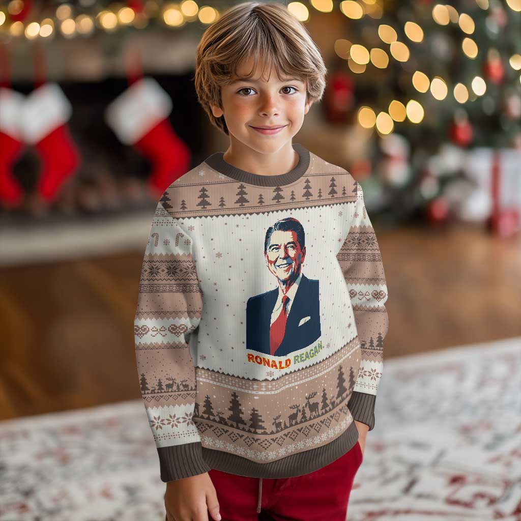 Ronald Regan Ugly Christmas Sweater American Flag US President