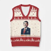 Ronald Regan V-Neck Knit Sweater Vest American Flag US President