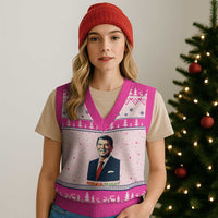 Ronald Regan V-Neck Knit Sweater Vest American Flag US President