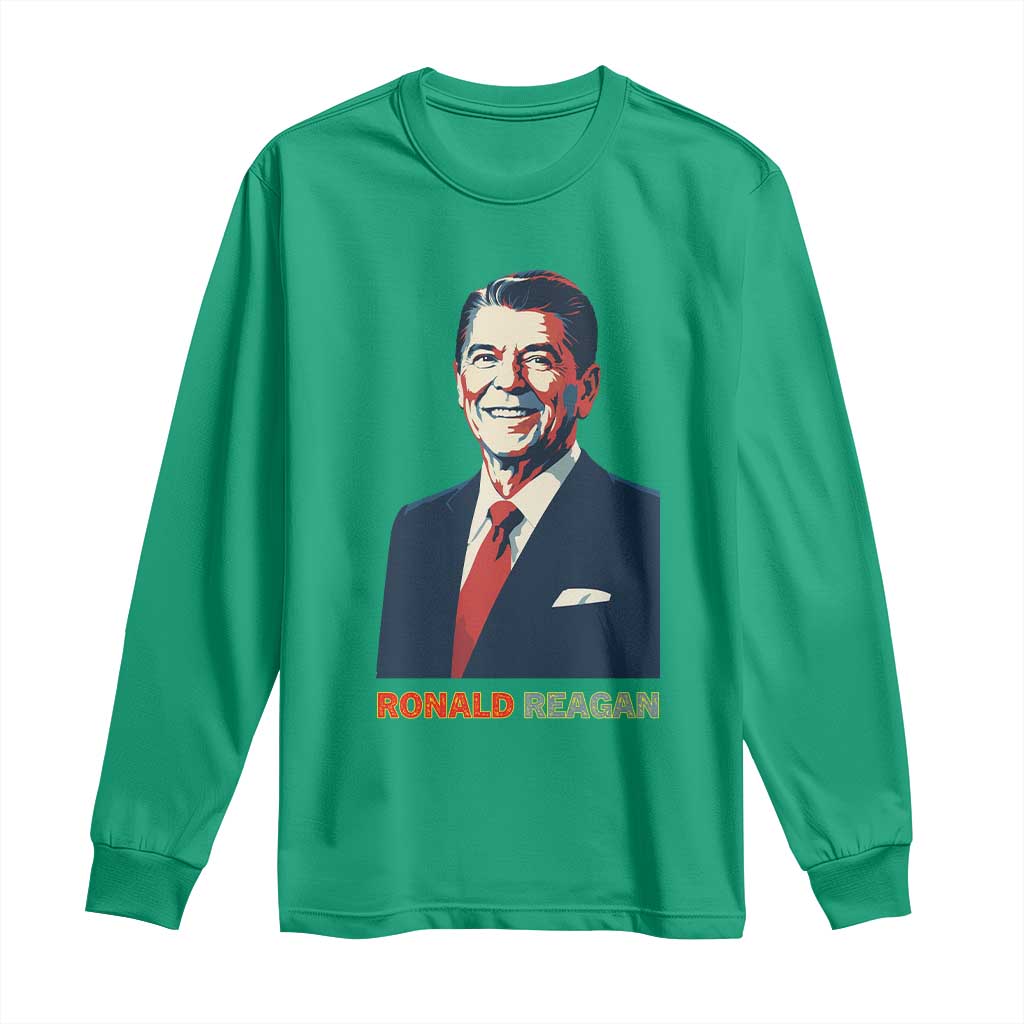 Ronald Regan Long Sleeve Shirt American Flag US President