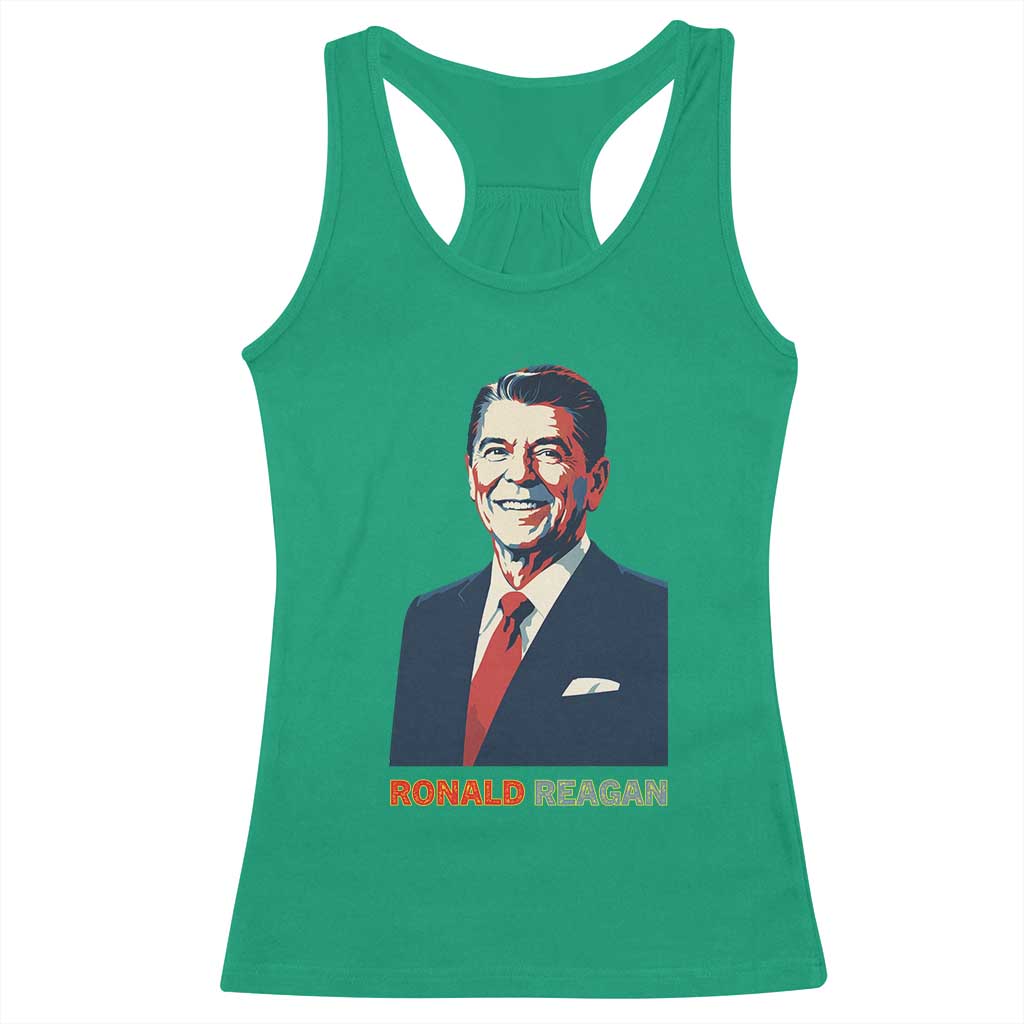 Ronald Regan Racerback Tank Top American Flag US President