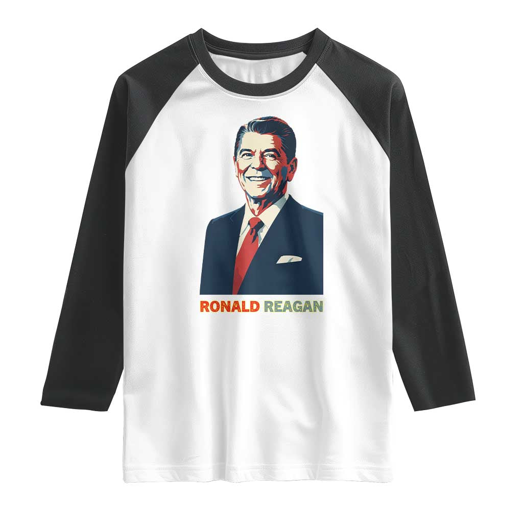 Ronald Regan Raglan Shirt American Flag US President