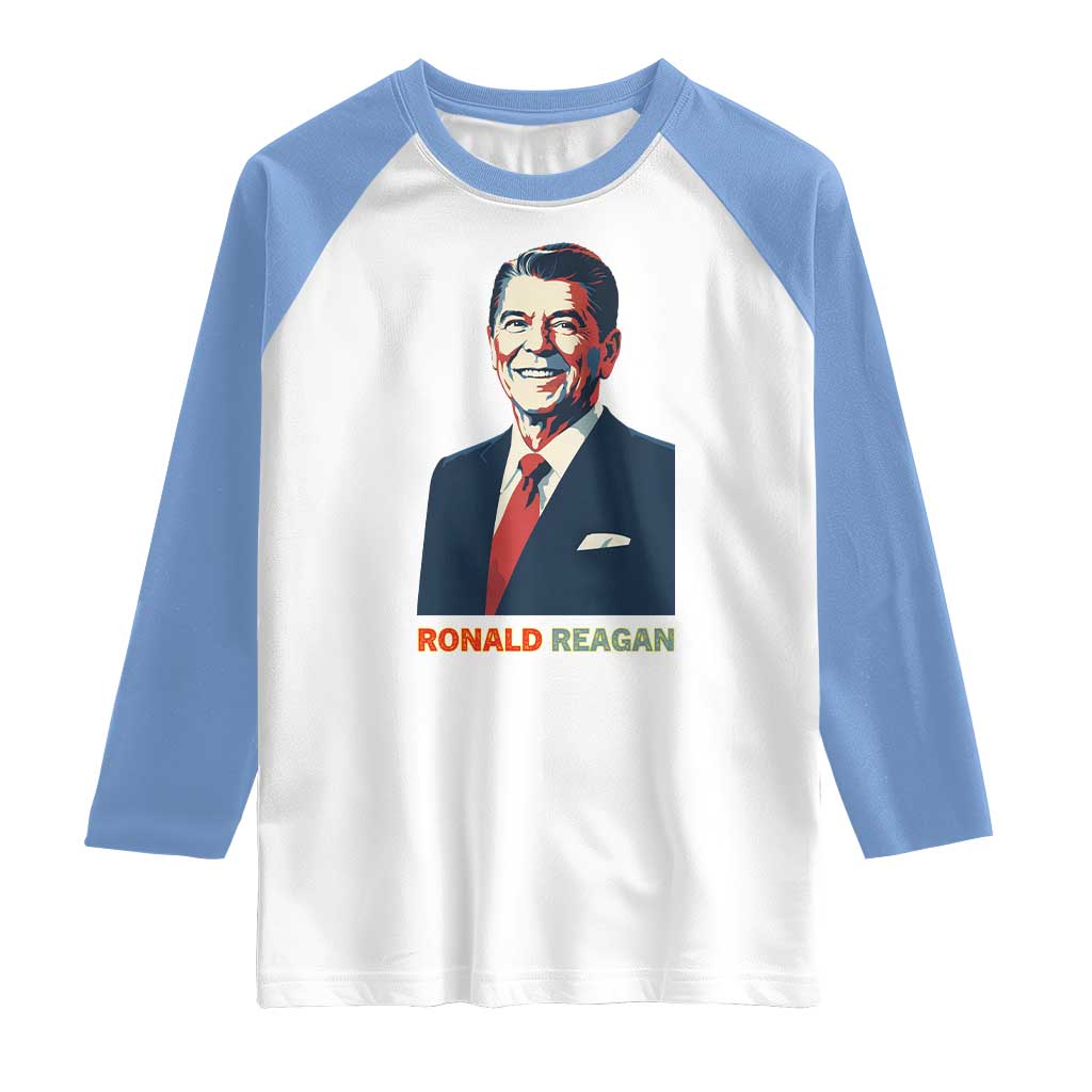 Ronald Regan Raglan Shirt American Flag US President
