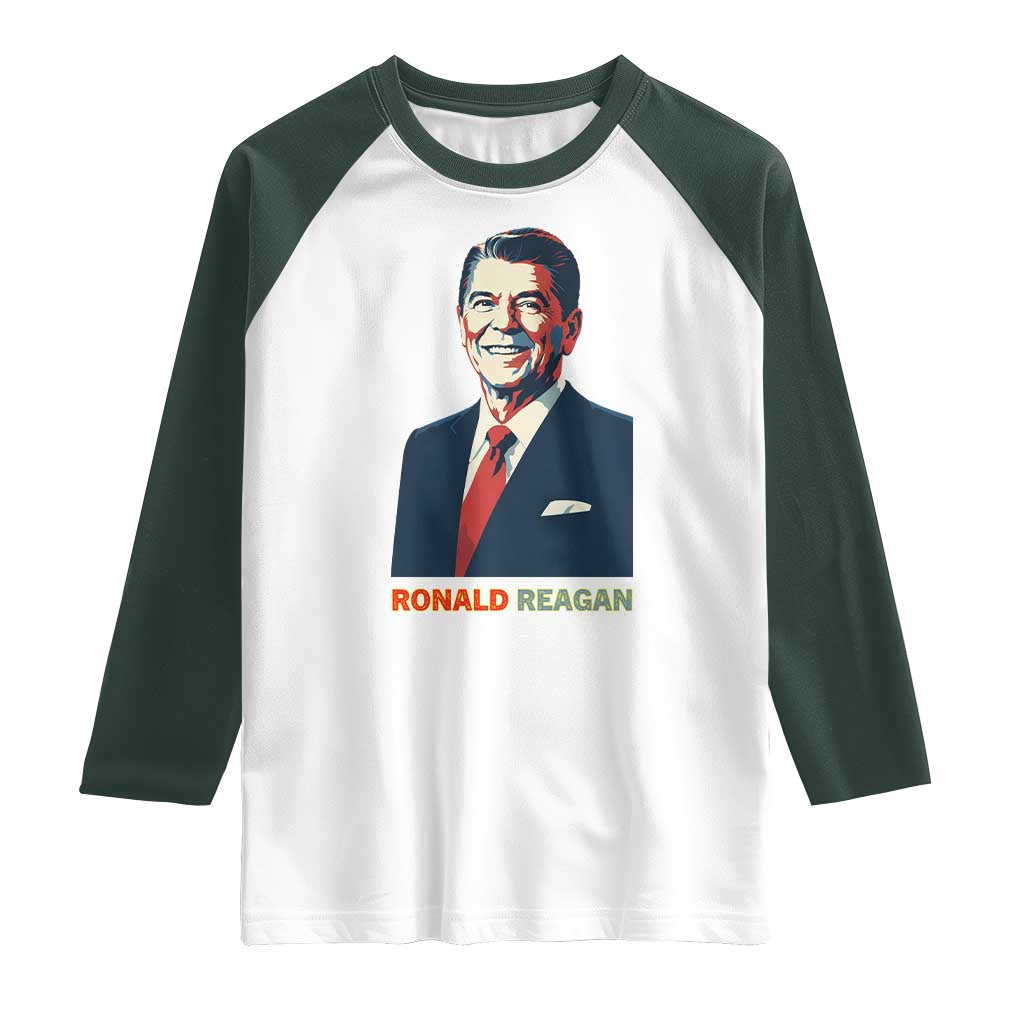 Ronald Regan Raglan Shirt American Flag US President