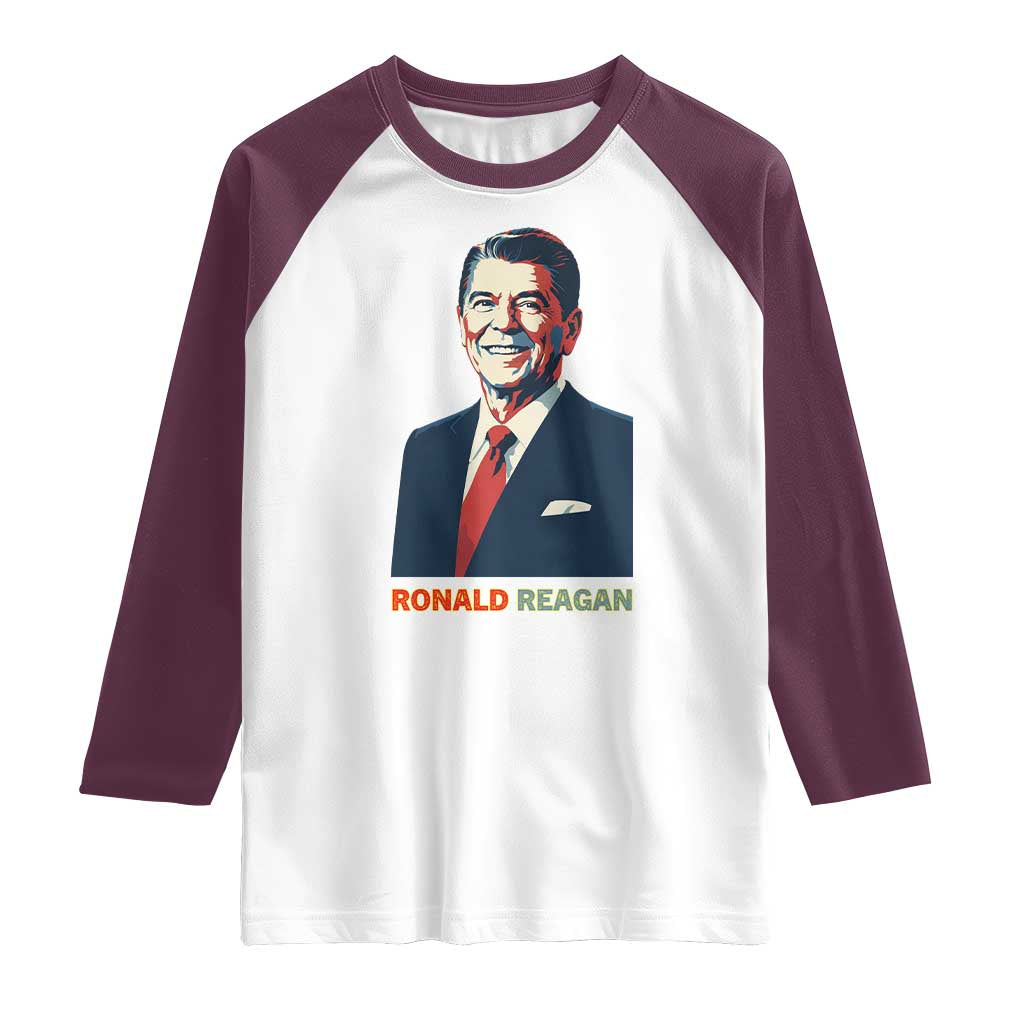 Ronald Regan Raglan Shirt American Flag US President