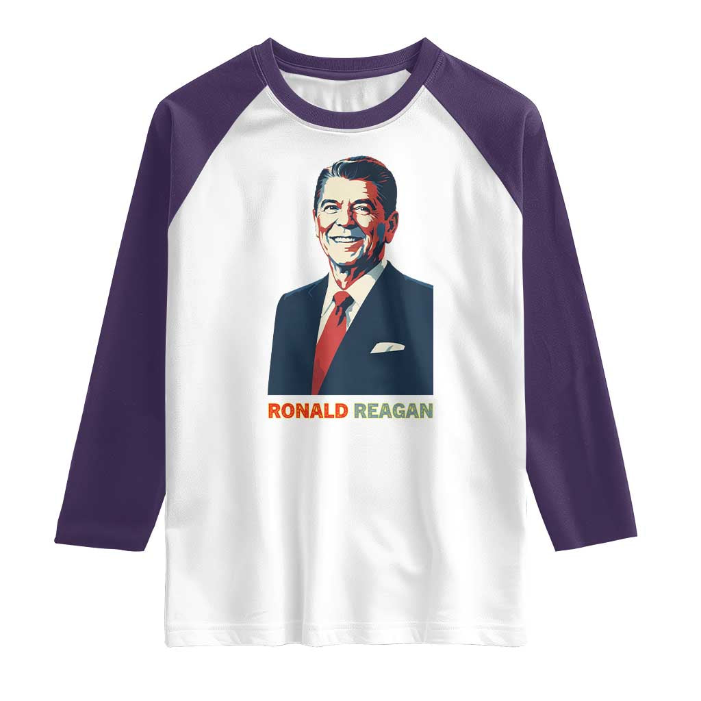 Ronald Regan Raglan Shirt American Flag US President