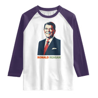 Ronald Regan Raglan Shirt American Flag US President