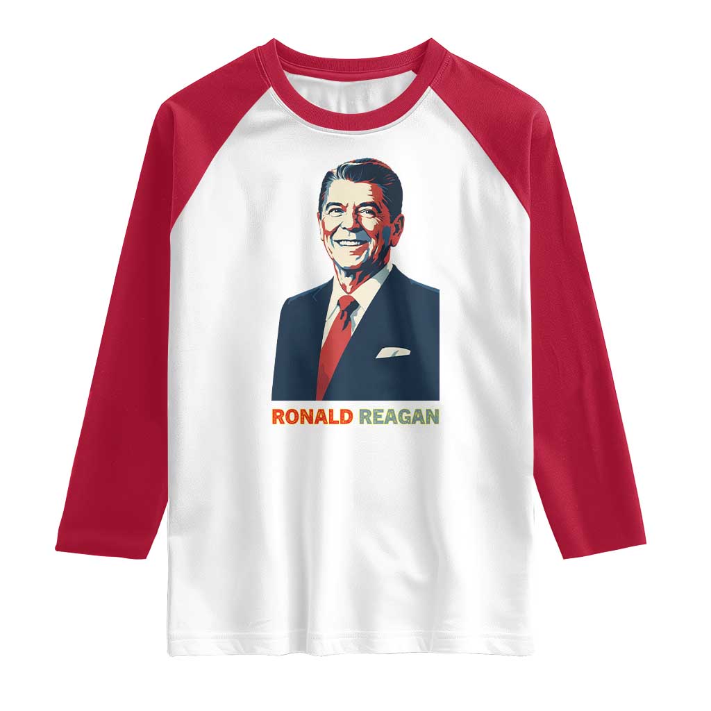 Ronald Regan Raglan Shirt American Flag US President