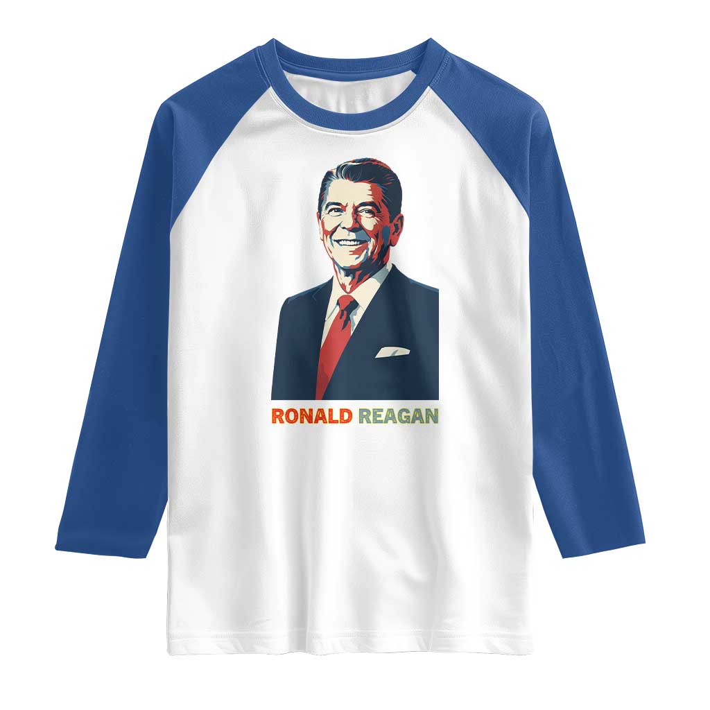 Ronald Regan Raglan Shirt American Flag US President