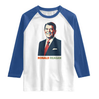 Ronald Regan Raglan Shirt American Flag US President