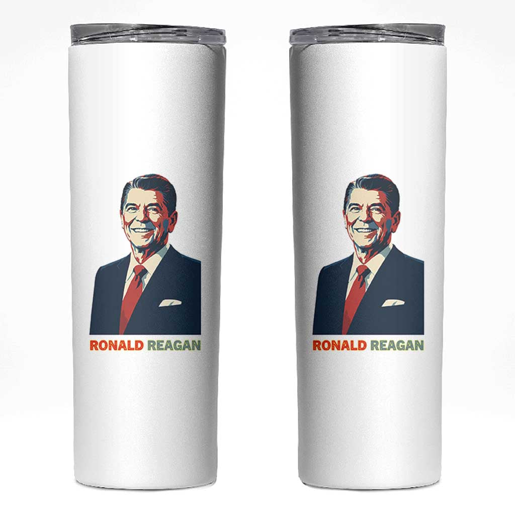 Ronald Regan Skinny Tumbler American Flag US President