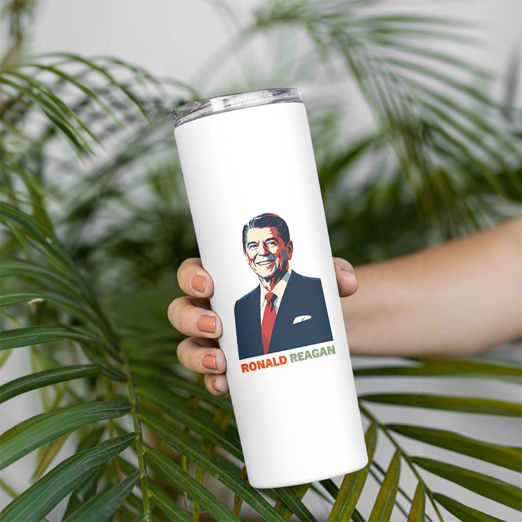 Ronald Regan Skinny Tumbler American Flag US President