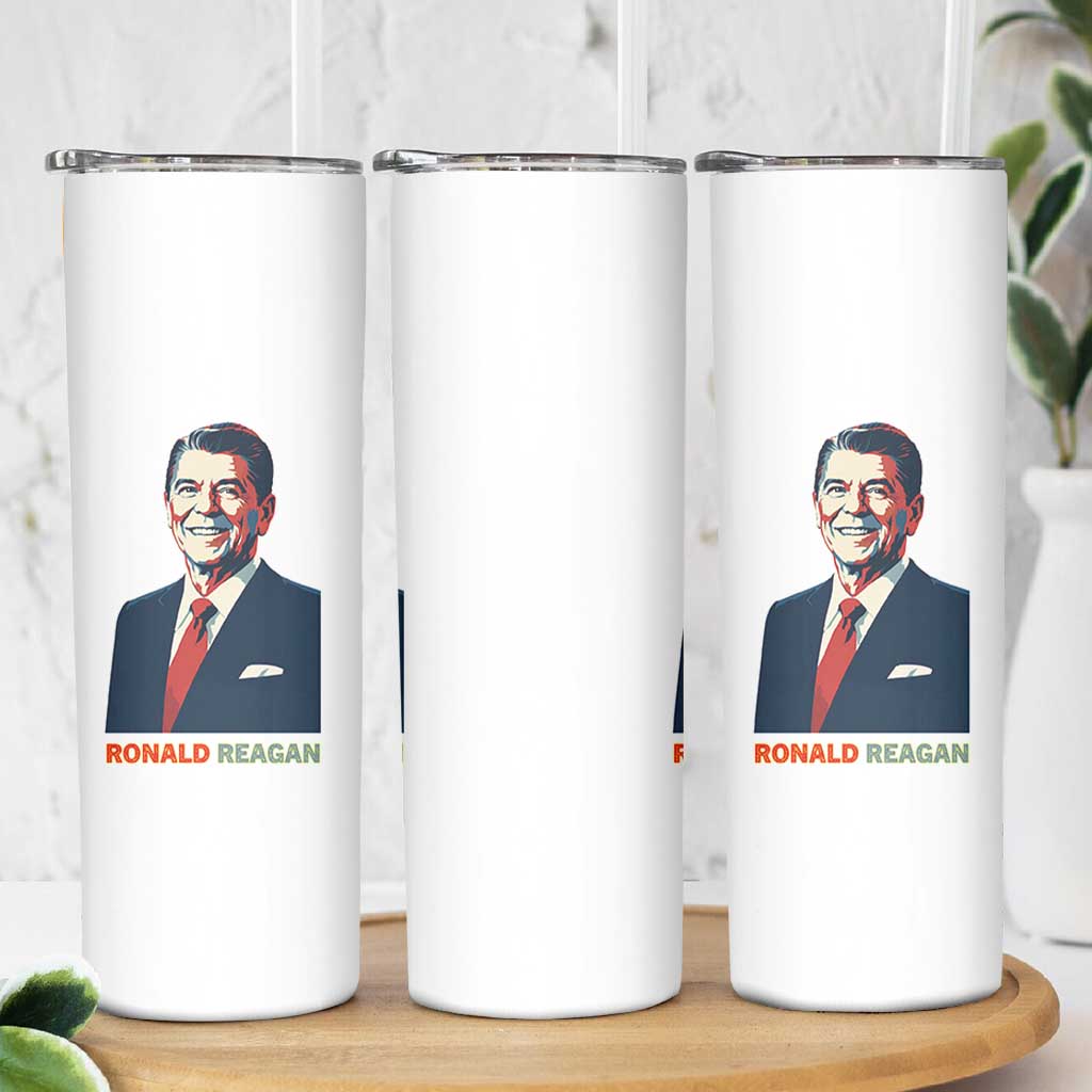 Ronald Regan Skinny Tumbler American Flag US President
