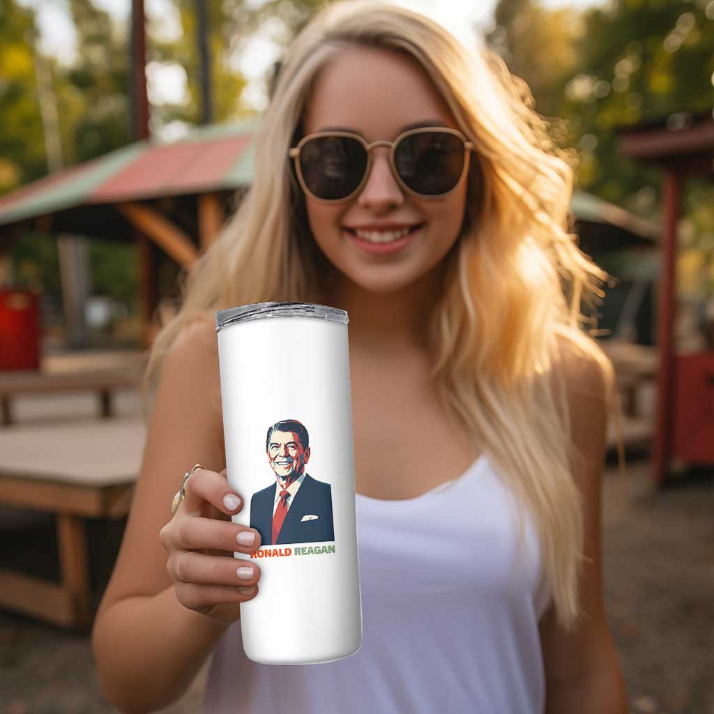 Ronald Regan Skinny Tumbler American Flag US President