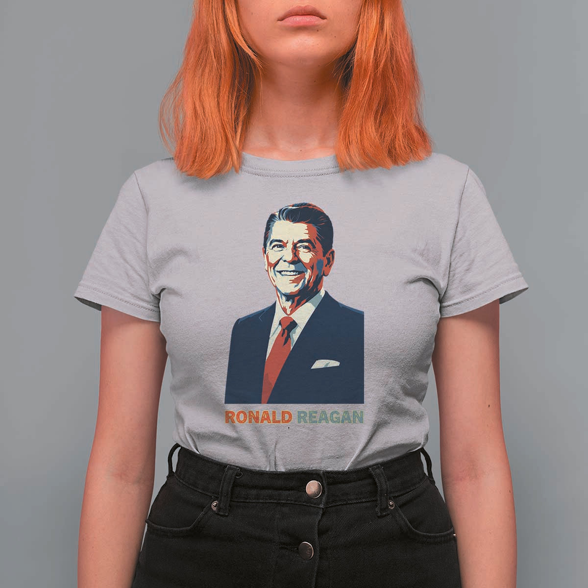 Ronald Regan T Shirt For Women American Flag US President