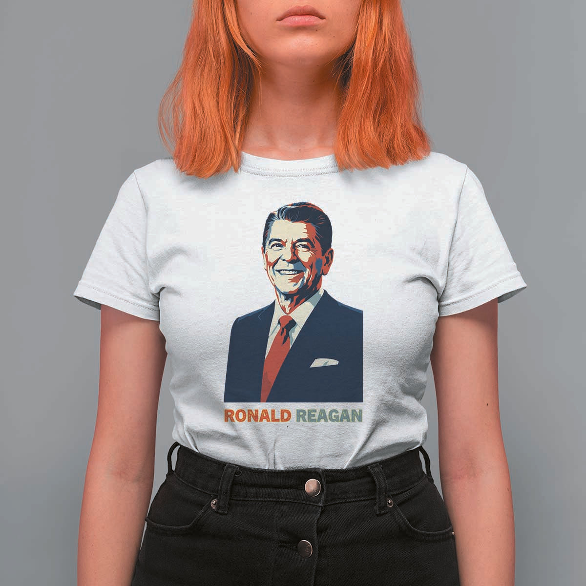 Ronald Regan T Shirt For Women American Flag US President