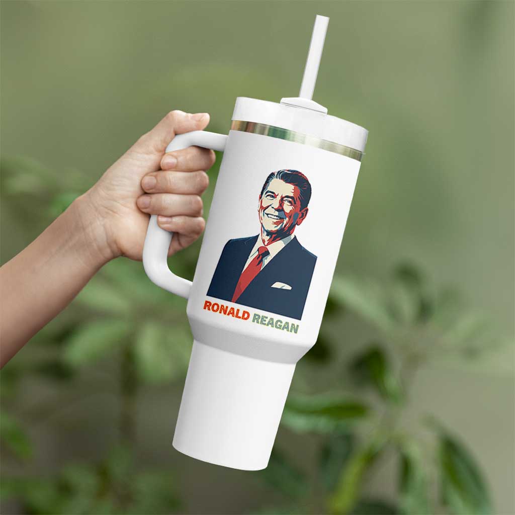 Ronald Regan Tumbler With Handle American Flag US President
