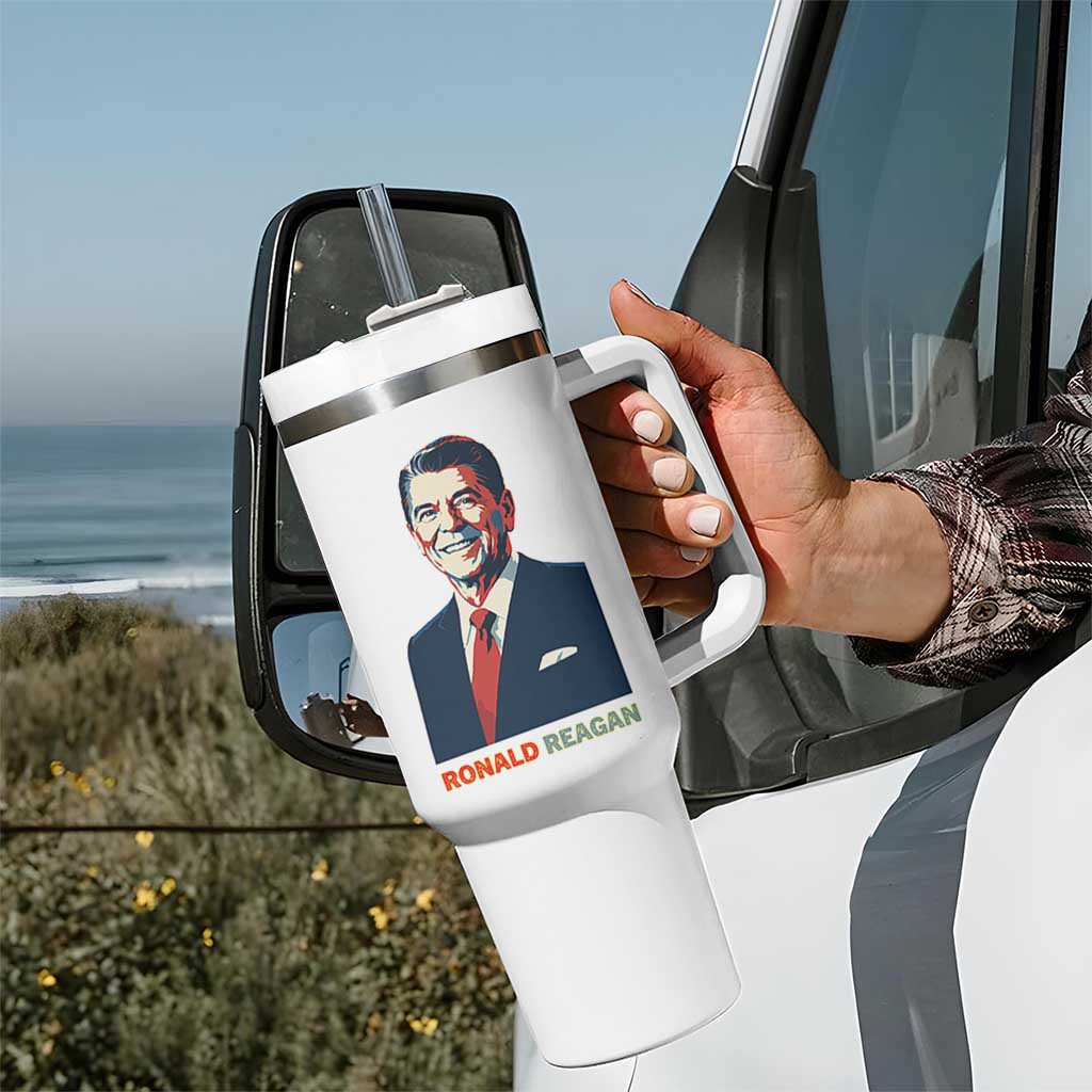 Ronald Regan Tumbler With Handle American Flag US President