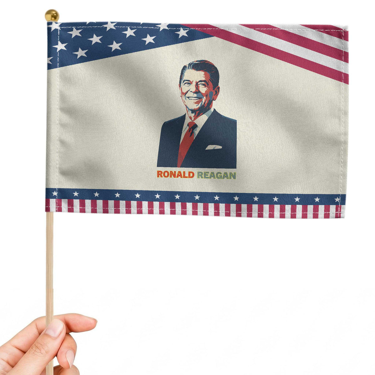 Ronald Reagan Patriotic Handheld Flag American Flag US President