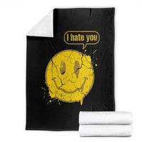I Hate You Throw Blanket Vintage Yellow Happy Smile Face