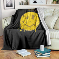 I Hate You Throw Blanket Vintage Yellow Happy Smile Face
