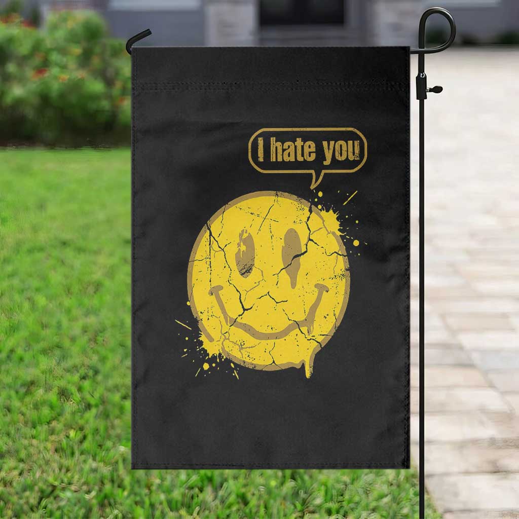 I Hate You Garden Flag Vintage Yellow Happy Smile Face