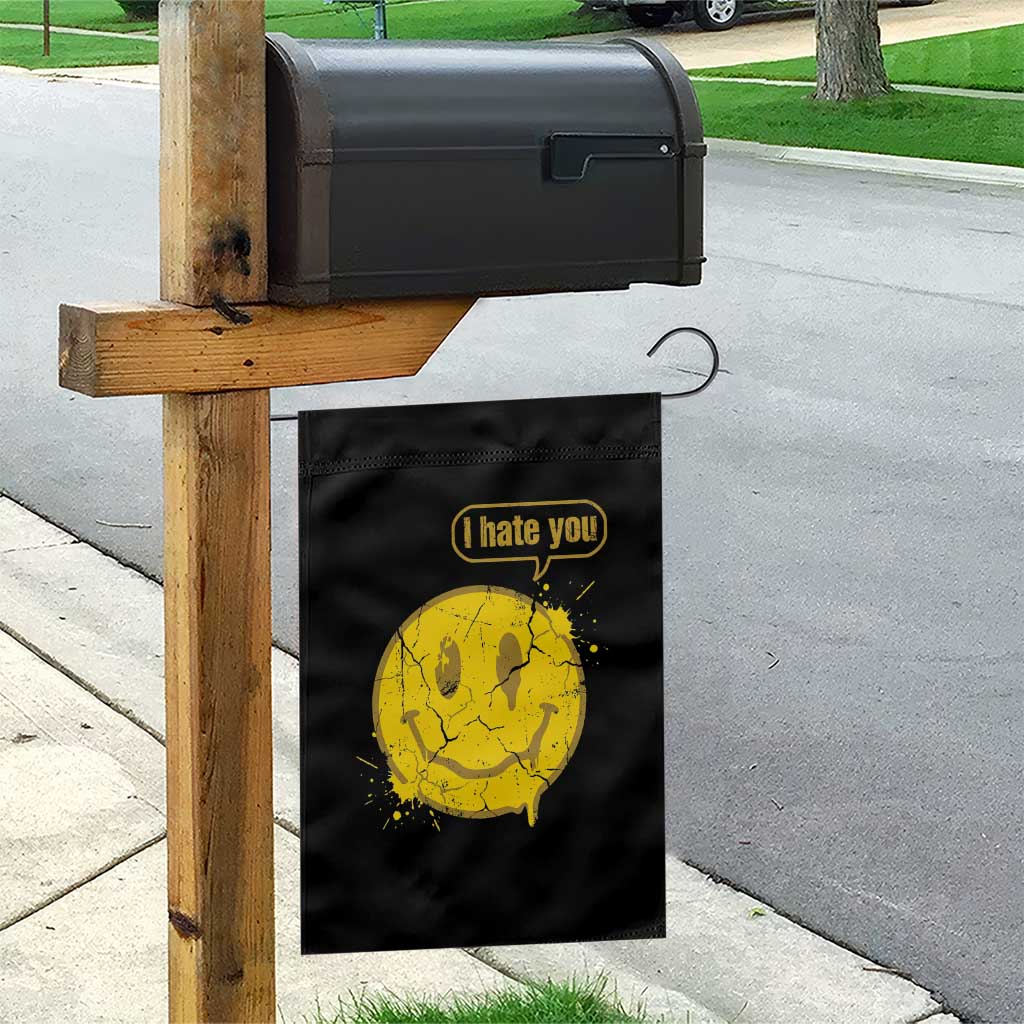 I Hate You Garden Flag Vintage Yellow Happy Smile Face