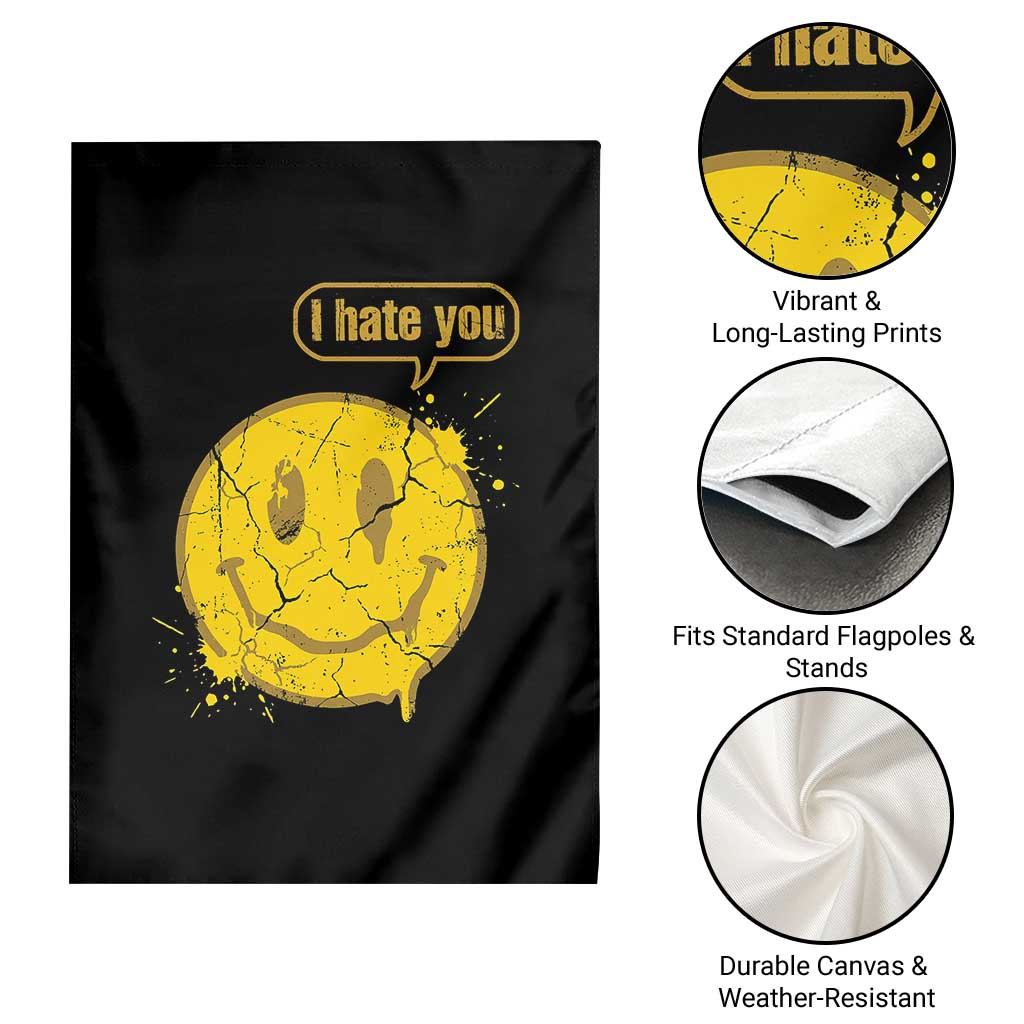 I Hate You Garden Flag Vintage Yellow Happy Smile Face
