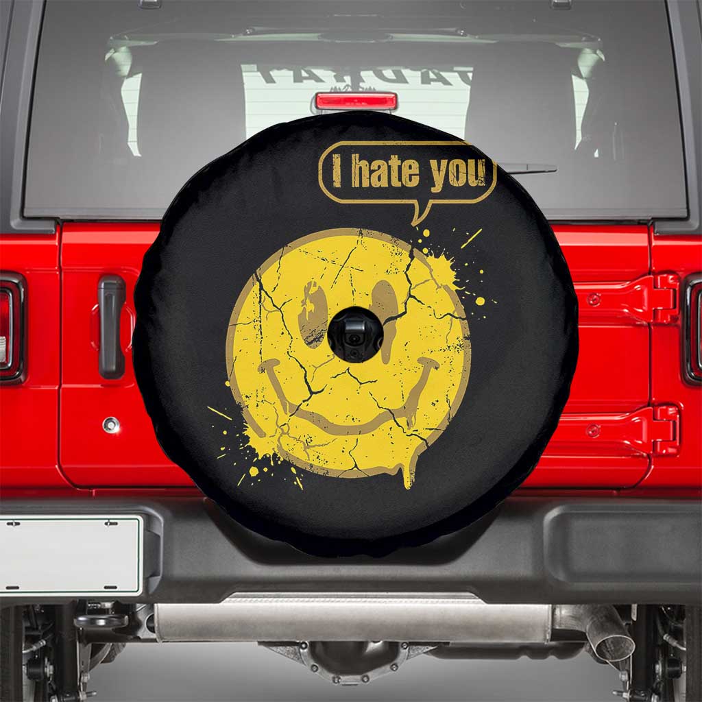I Hate You Spare Tire Cover Vintage Yellow Happy Smile Face
