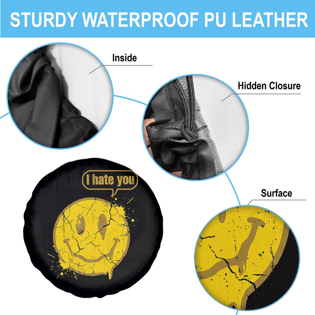 I Hate You Spare Tire Cover Vintage Yellow Happy Smile Face